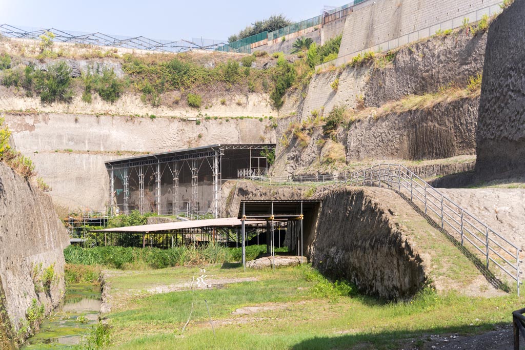 Herculaneum Villa dei Papiri. October 2023.
Looking west towards area of collapsed “large or monumental structure”. Photo courtesy of Johannes Eber.
